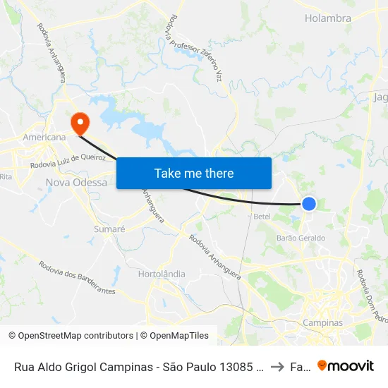 Rua Aldo Grigol Campinas - São Paulo 13085 Brasil to Fam map