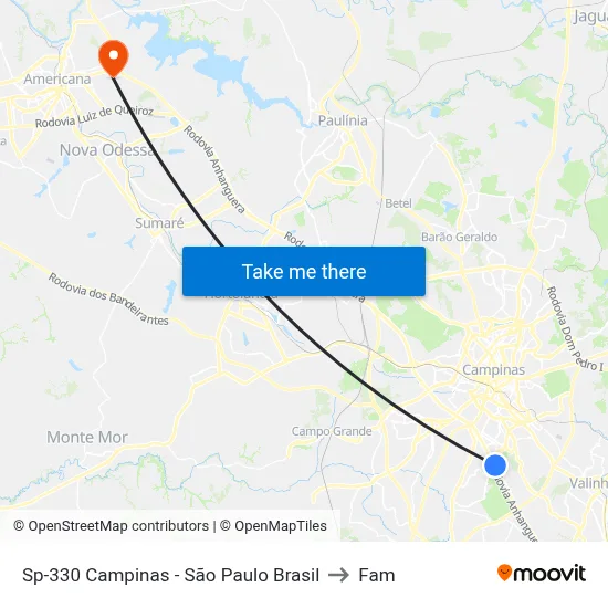 Sp-330 Campinas - São Paulo Brasil to Fam map