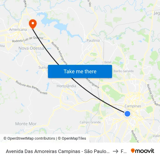Avenida Das Amoreiras Campinas - São Paulo 13030 Brasil to Fam map