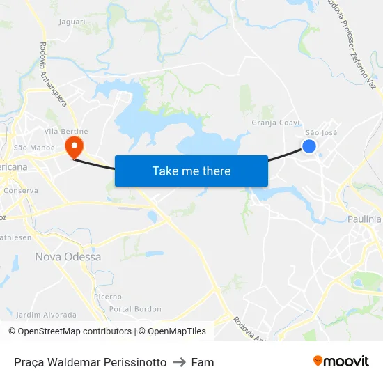 Praça Waldemar Perissinotto to Fam map