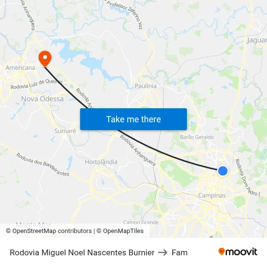 Rodovia Miguel Noel Nascentes Burnier to Fam map