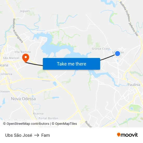 Ubs São José to Fam map