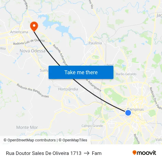Rua Doutor Sales De Oliveira 1713 to Fam map
