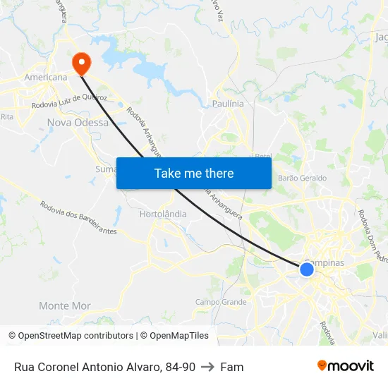 Rua Coronel Antonio Alvaro, 84-90 to Fam map