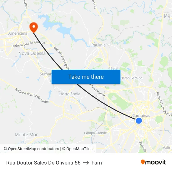 Rua Doutor Sales De Oliveira 56 to Fam map