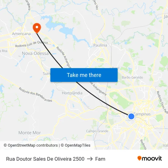 Rua Doutor Sales De Oliveira 2500 to Fam map