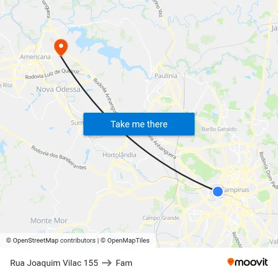 Rua Joaquim Vilac 155 to Fam map