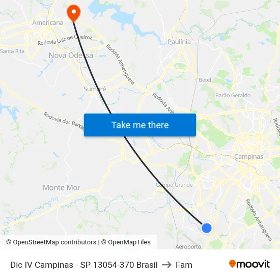 Dic IV Campinas - SP 13054-370 Brasil to Fam map