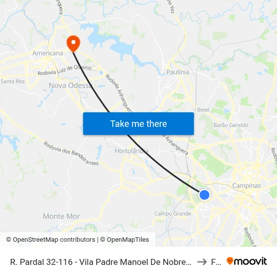 R. Pardal 32-116 - Vila Padre Manoel De Nobrega Campinas - SP Brasil to Fam map