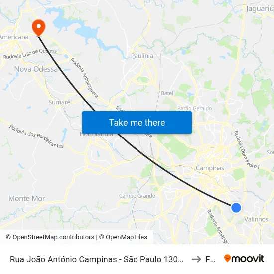Rua João António Campinas - São Paulo 13045 Brasil to Fam map