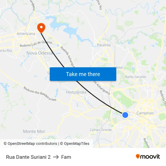 Rua Dante Suriani 2 to Fam map