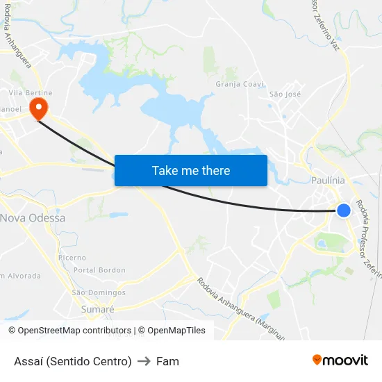 Assaí (Sentido Centro) to Fam map