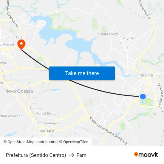Prefeitura (Sentido Centro) to Fam map