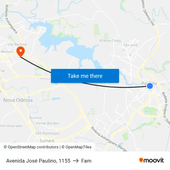 Avenida José Paulino, 1155 to Fam map
