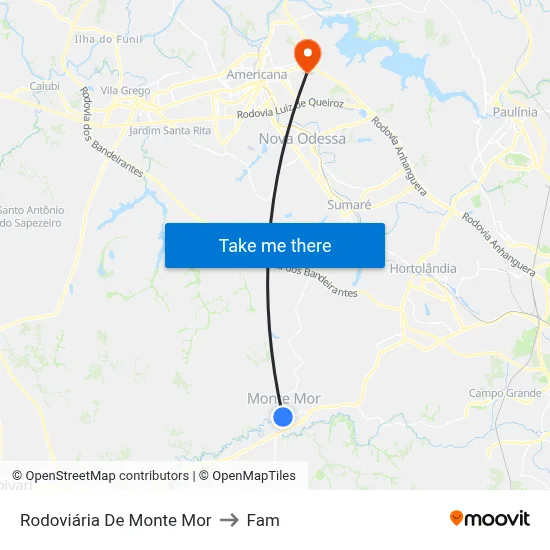 Rodoviária De Monte Mor to Fam map