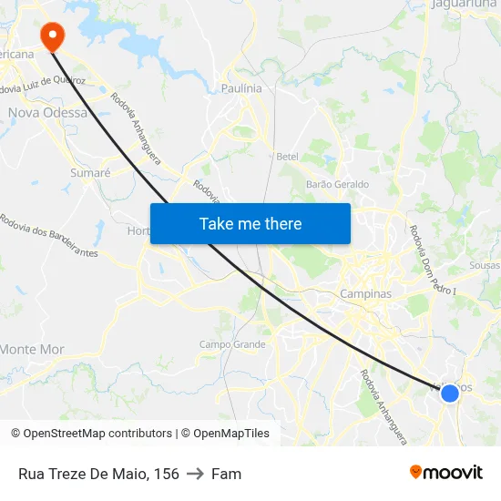 Rua Treze De Maio, 156 to Fam map