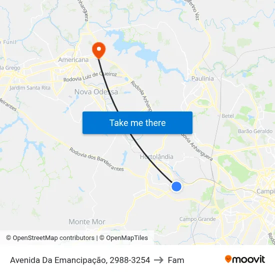 Avenida Da Emancipação, 2988-3254 to Fam map