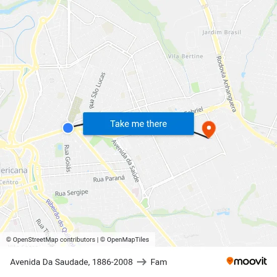 Avenida Da Saudade, 1886-2008 to Fam map