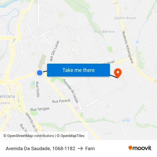 Avenida Da Saudade, 1068-1182 to Fam map