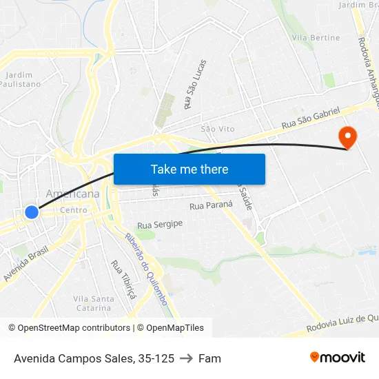 Avenida Campos Sales, 35-125 to Fam map
