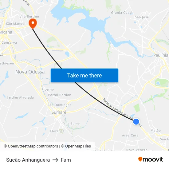 Sucão Anhanguera to Fam map