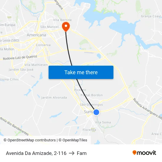 Avenida Da Amizade, 2-116 to Fam map