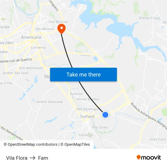 Vila Flora to Fam map