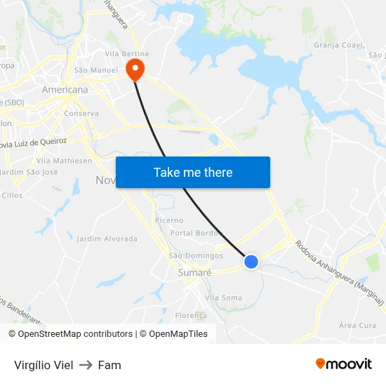 Virgílio Viel to Fam map