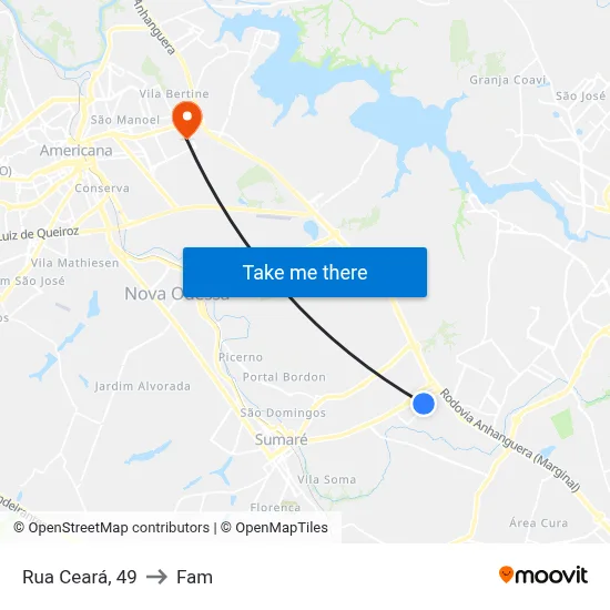 Rua Ceará, 49 to Fam map