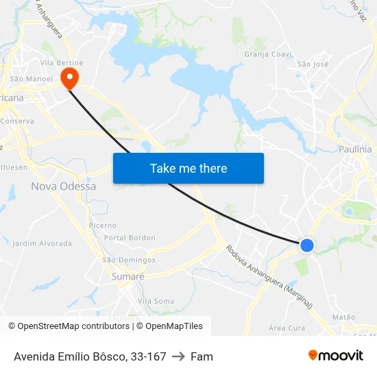 Avenida Emílio Bôsco, 33-167 to Fam map
