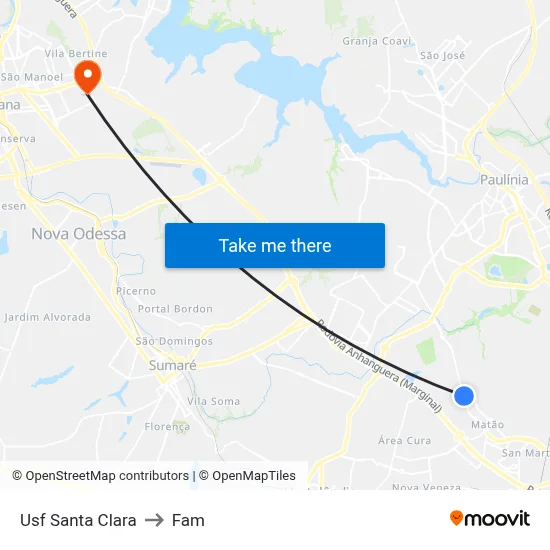 Usf Santa Clara to Fam map