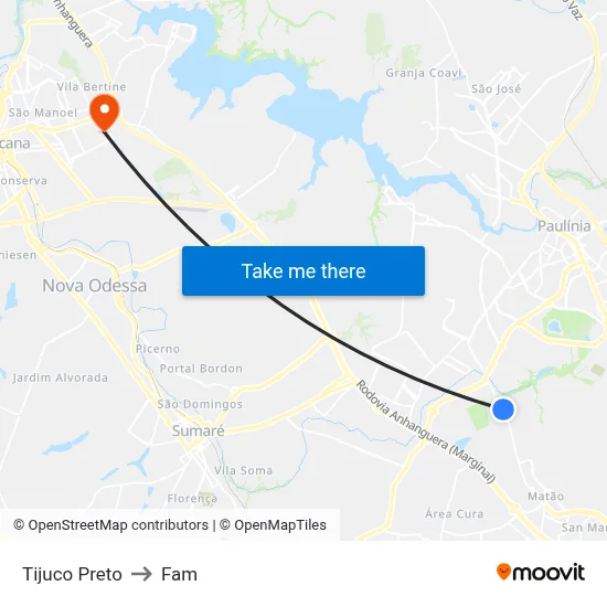 Tijuco Preto to Fam map