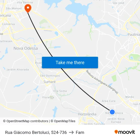 Rua Giácomo Bertoluci, 524-736 to Fam map