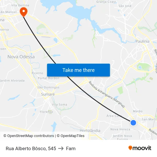 Rua Alberto Bôsco, 545 to Fam map