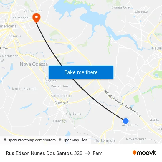 Rua Édson Nunes Dos Santos, 328 to Fam map