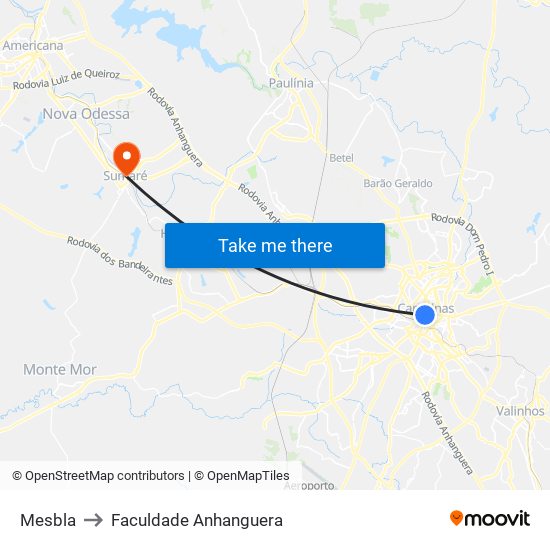 Mesbla to Faculdade Anhanguera map