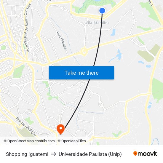 Shopping Iguatemi to Universidade Paulista (Unip) map