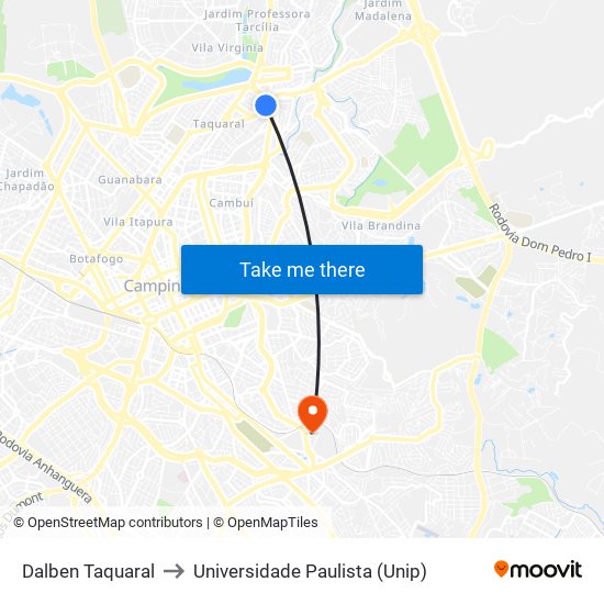 Dalben Taquaral to Universidade Paulista (Unip) map