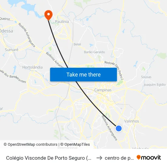 Colégio Visconde De Porto Seguro (Sentido Valinhos) to centro de paulinia map