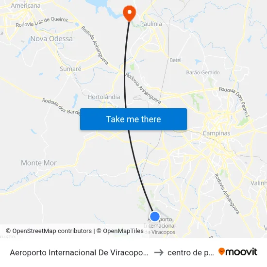 Aeroporto Internacional De Viracopos - Desembarque to centro de paulinia map