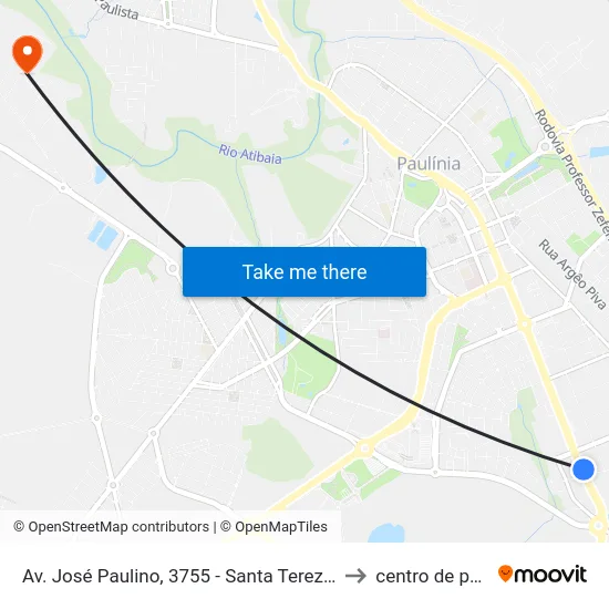 Av. José Paulino, 3755 - Santa Terezinha, Paulínia to centro de paulinia map