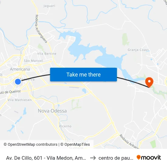 Av. De Cillo, 601 - Vila Medon, Americana to centro de paulinia map