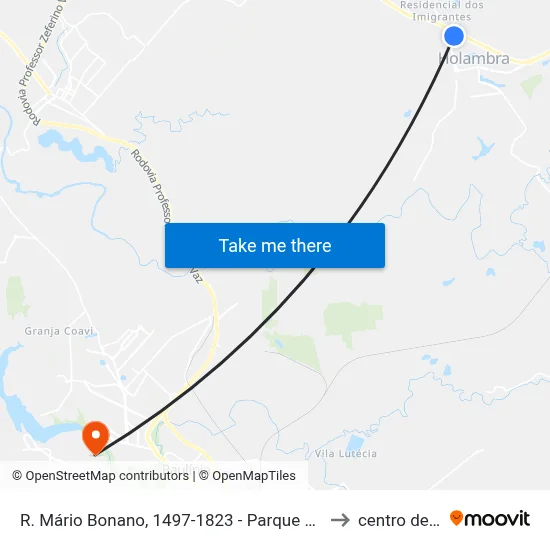 R. Mário Bonano, 1497-1823 - Parque Res. Imigrantes, Holambra to centro de paulinia map