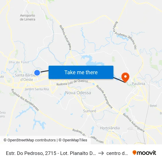 Estr. Do Pedroso, 2715 - Lot. Planalto Do Sol, Santa Bárbara D'Oeste to centro de paulinia map