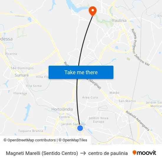 Magneti Marelli (Sentido Centro) to centro de paulinia map