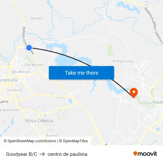 Goodyear B/C to centro de paulinia map