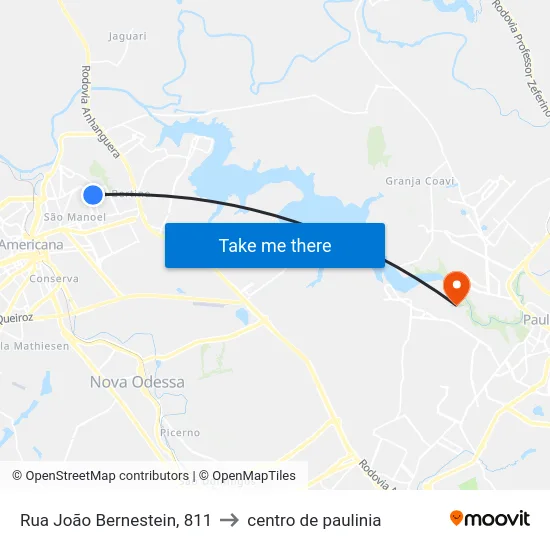 Rua João Bernestein, 811 to centro de paulinia map
