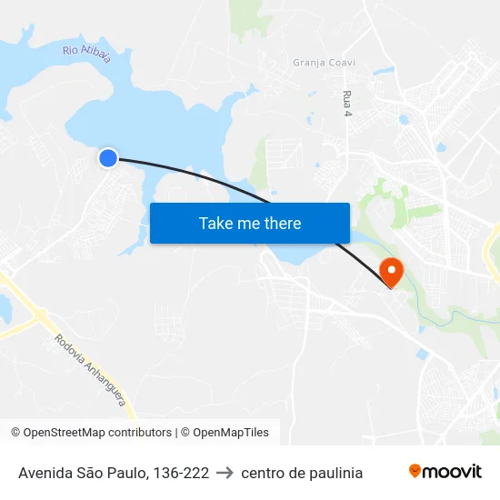 Avenida São Paulo, 136-222 to centro de paulinia map