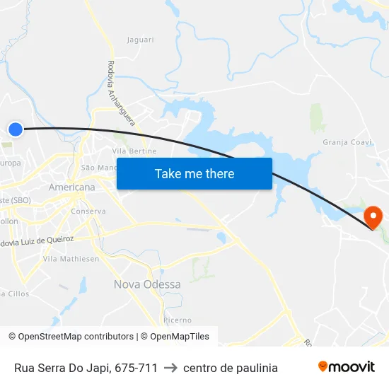 Rua Serra Do Japi, 675-711 to centro de paulinia map