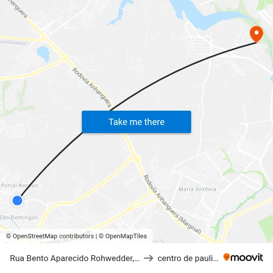 Rua Bento Aparecido Rohwedder, 647 to centro de paulinia map